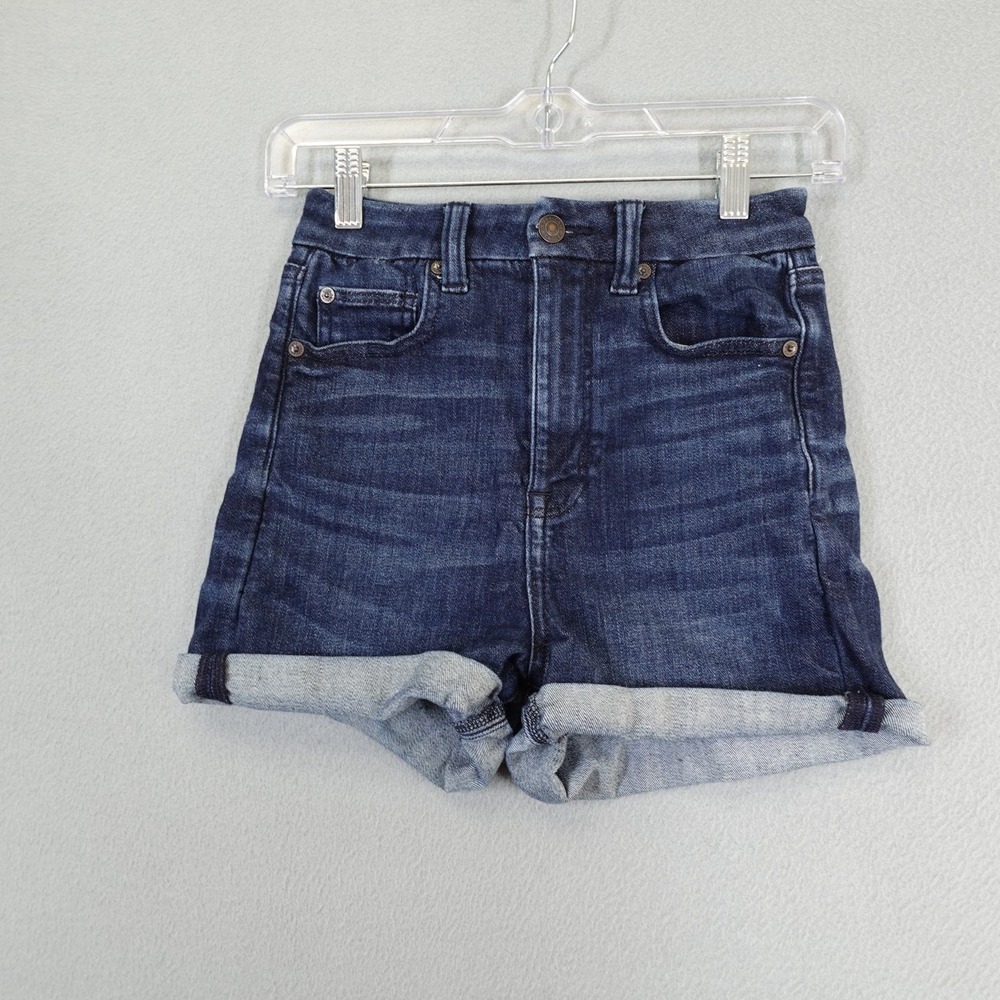 American Eagle Denim Shorts Womens 2 Blue Curvy Super Hi-Rise Shortie Next Level